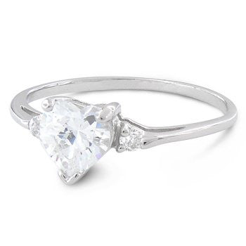 Sterling Silver Crystal Heart Ring with Heart-Shaped Gift-Box