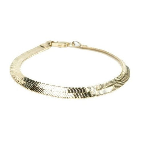Herringbone 8 inch Bracelet - 14k Gold Overlay