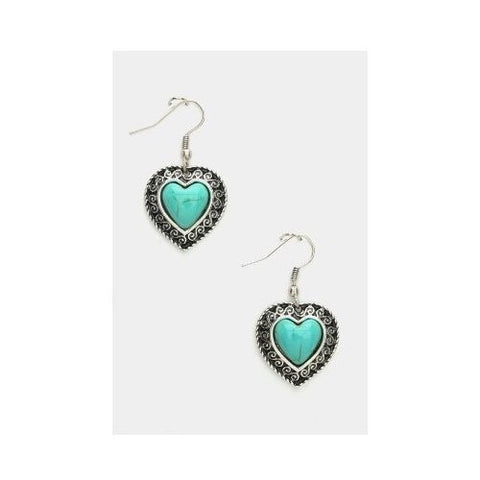 Genuine Turquoise Heart Earrings