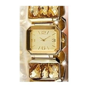 Amber Golden Quartz Jeweled Bracelet Watch