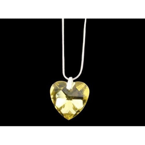 Sterling Silver Canary Golden Crystal Heart Necklace