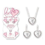 Children's Silver Heart Necklace & Earring Set in Crystal