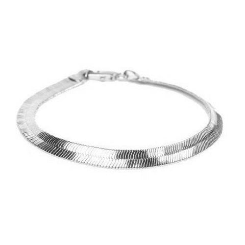 Herringbone 8 inch Bracelet - Rhodium (Platinum) Finish