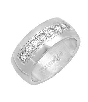 Classic CZ Stainless Steel Band Ring