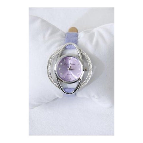 Purple Leather Crystal Watch