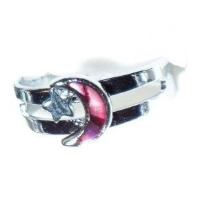 Paua Shell Pink Moon Silver Ring