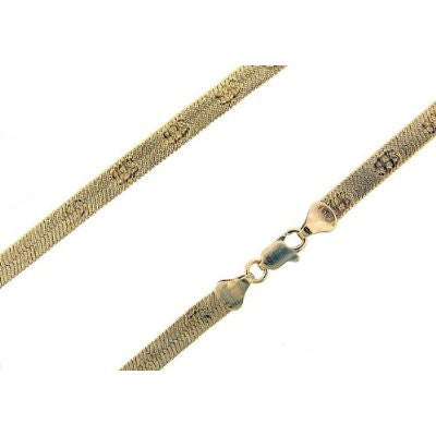 Herringbone 24 inch Engraved Money $$ Symbol Necklace - 24k Gold Overlay