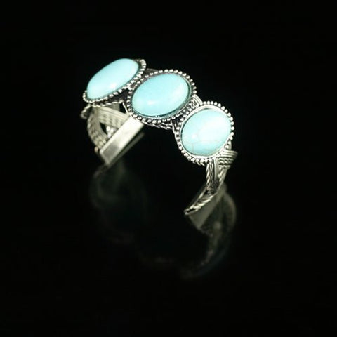 Silver Genuine Turquoise Bracelet - 3 Stone