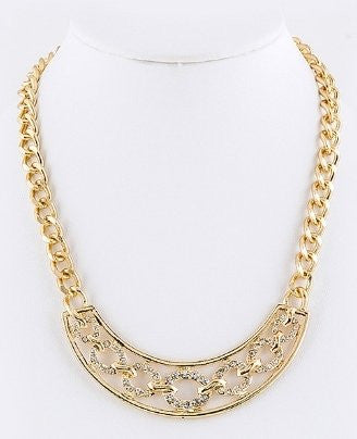 Crystal Circle & Chain Statement Necklace