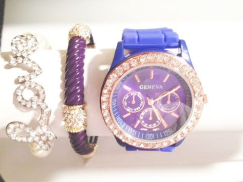 City Nights Stacking Watch Set with Crystal Bracelets