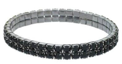 Swarovski Austrian Crystal Bracelet in Hematite - (Double Row)
