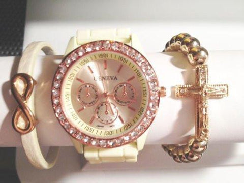 Rose Gold  Stacking Watch Set with Bracelets