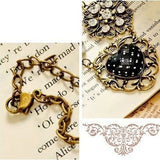 Vintage Hearts, Rose, Bow & Pearls Rhinestones Necklace