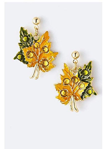 Crystal Maple Leaf Earrings