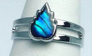 Paua Shell Silver Flame Ring