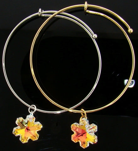Swarovski Snowflake Charm Bangle Bracelet