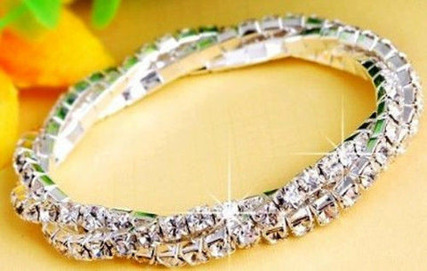 Swarovski Crystal Triple Twist Bracelet in Silver Overlay
