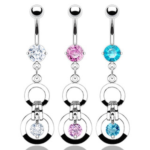 Crystal Double Hoops Belly Jewelry
