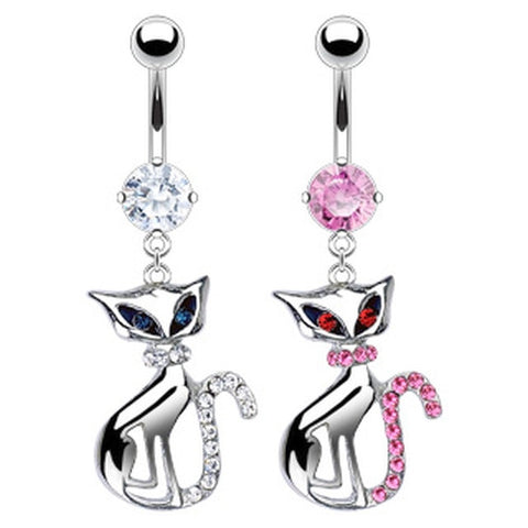 Siamese Kitty w/ Crystal Belly Jewelry