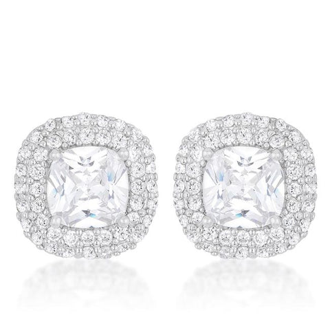 5.14(ct) Cushion Pave Stud Earrings