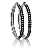 Crystal Double Row Duo - Black Jet Bracelet & Hoop Earring Set with Swarovski Elements