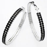 Crystal Double Row Duo - Black Jet Bracelet & Hoop Earring Set with Swarovski Elements
