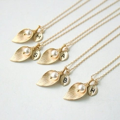 Gold Calla Lily Initial Necklace