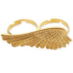 Gold Angel Wing Double Ring