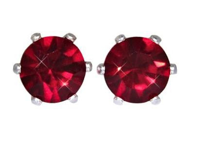 Swarovski Crystal Stud Earrings : Siam Ruby in Sterling