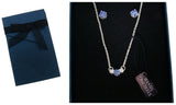 Sterling Silver 3 Stone Sapphire Necklace and Earring Set