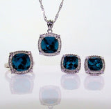 3 Piece Aquamarine Set in Sterling Silver Finish