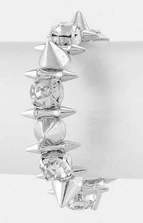 Silver Spiked Crystal Bracelet