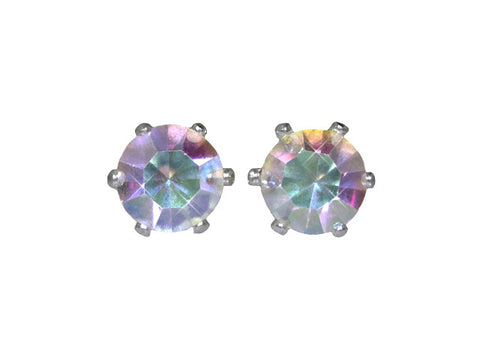 Swarovski Crystal Stud Earrings : Aurora Borealis in Sterling