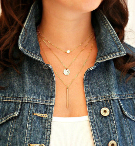Multi-Layer Crystal & Chain necklace