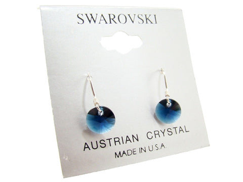 .925 Sterling Silver & Swarovski Crystal Dangle Earrings: Blue Zircon