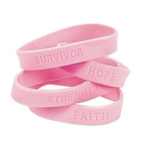 Baby Pink Ribbon of Hope Breast Cancer Awareness Bracelets (Set of TWO)