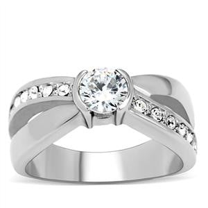 Stainless Steel Crossed Band Eternity Ring