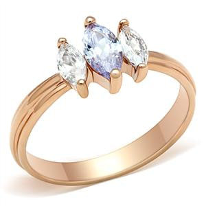 Rose Gold Past, Present, Future Ring with Amethyst
