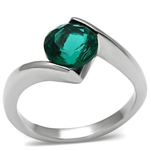 Blue Zircon Stainless Steel High Polished Ring