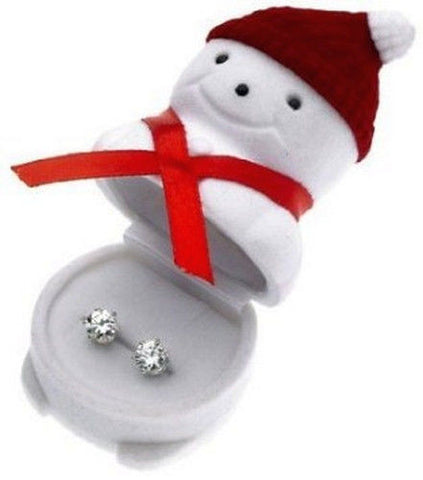 2 Carat Swarovski Crystal Earrings in 14k Gold  or Sterling With Snowman Gift Box