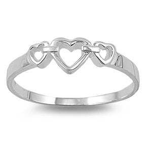 Sterling Silver Chained Heart Ring in Heart-ShapedBox