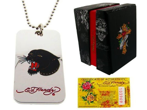 Ed Hardy® Panther Head Dog Tag Necklace