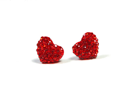 Pave Heart Stud Earring, Pave Stones with Heart-Shaped Gift Box