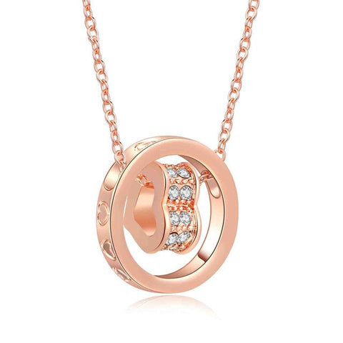 Rose Gold Swarovski Crystal Spinning Heart Necklace