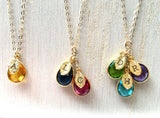 Golden Monogram Swarovski Drop Necklace