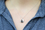 Charcoal & Pearl Silver Initial Drop Necklace