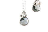Charcoal & Pearl Silver Initial Drop Necklace