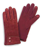 Button Cuff Burgundy Gloves
