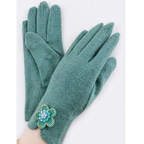 Crystal Accent Wool Gloves for Teens