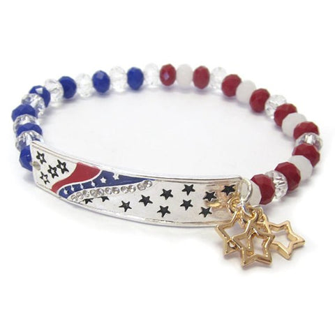 Patriotic glass bead bracelet
